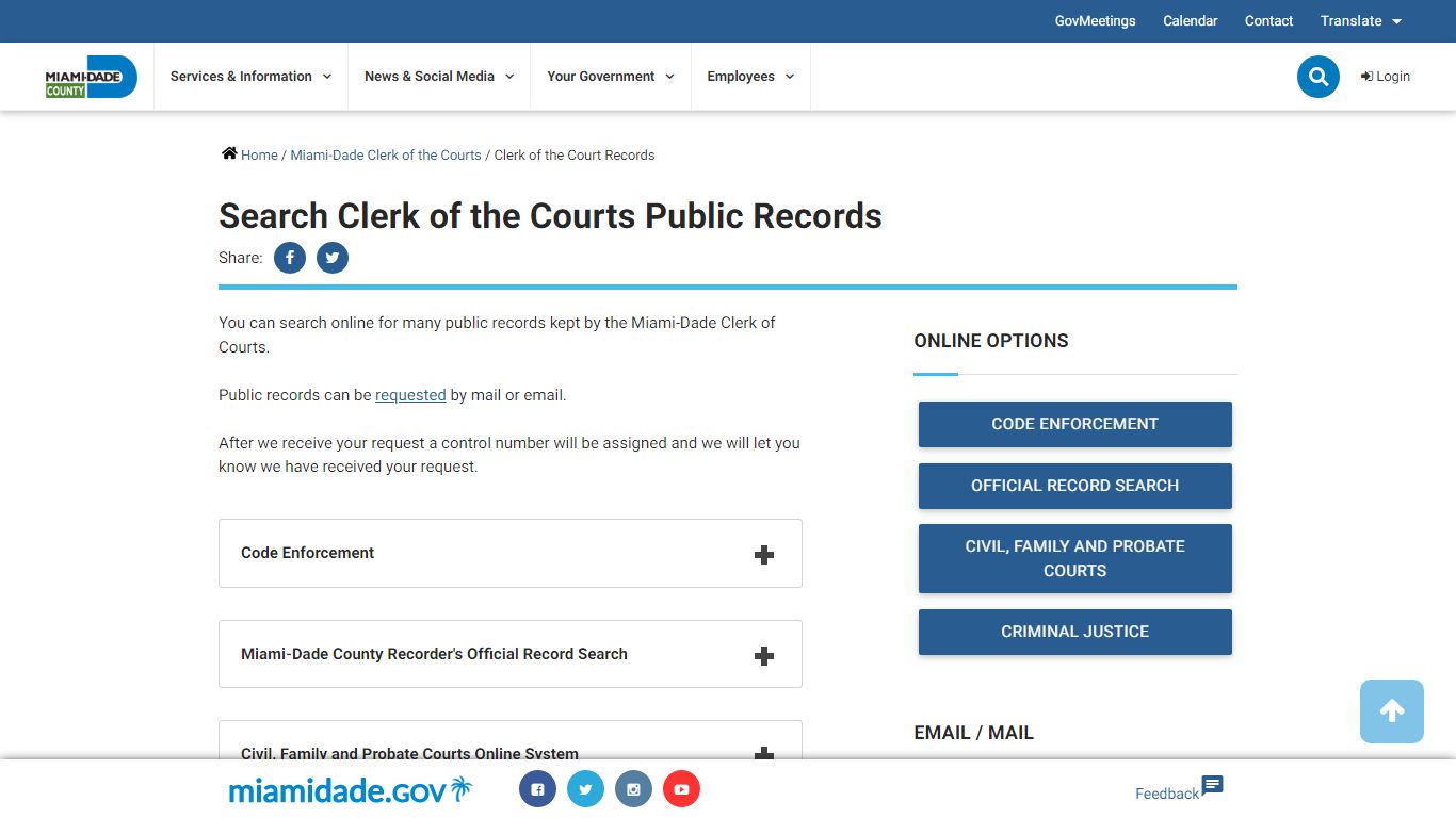 Search Clerk of the Courts Public Records - Miami-Dade County